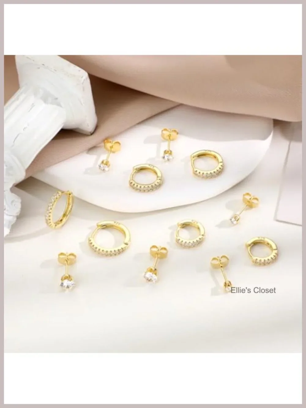 14K Gold Plated Hoop Earrings Set Hypoallergenic Huggie & Studs for Women Girls
